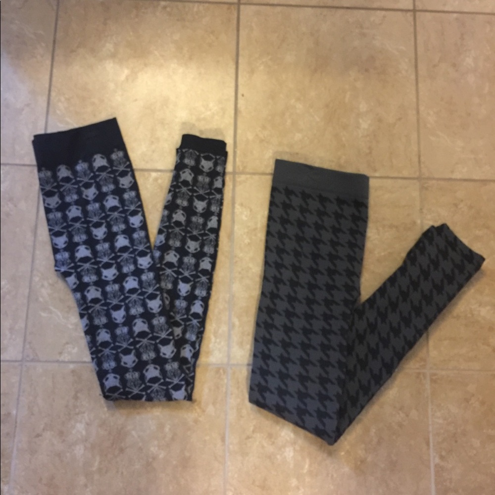 Women's Black Gray Cat Leggings Bundle S/M